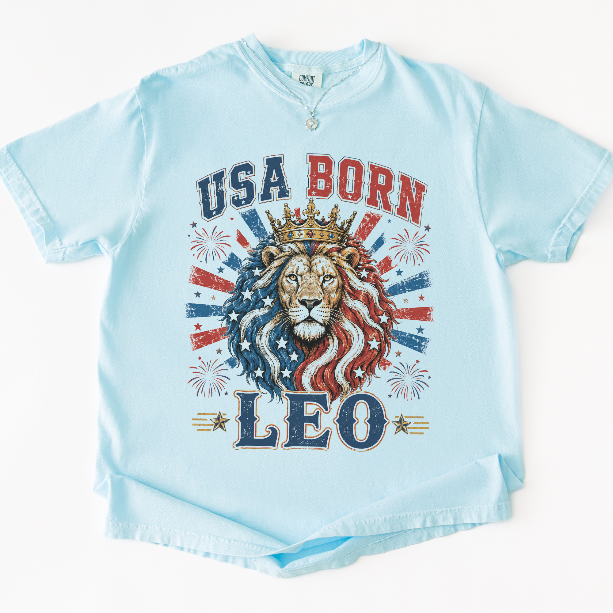 USA BORN LEO Patriotic T-Shirt