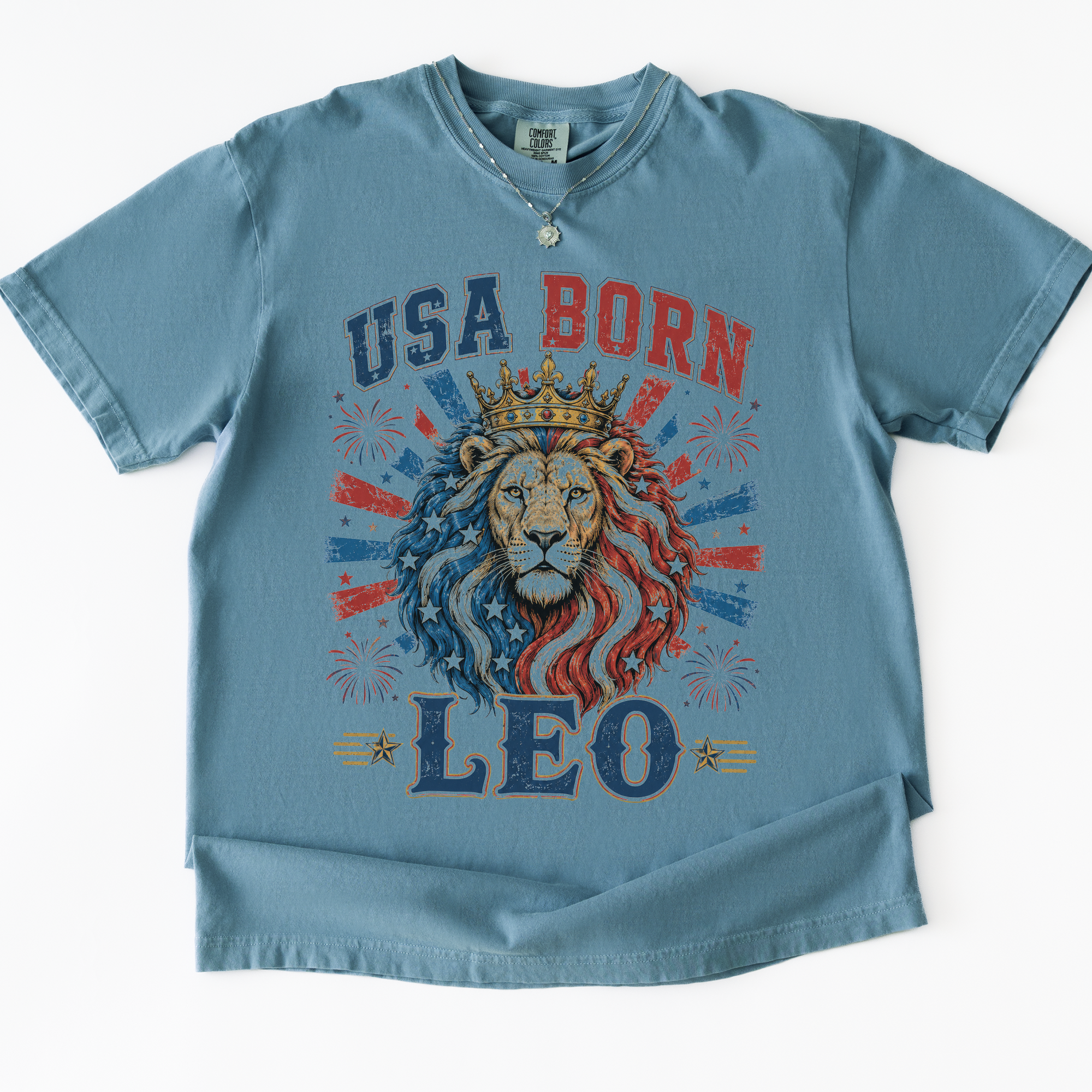 USA BORN LEO Patriotic T-Shirt